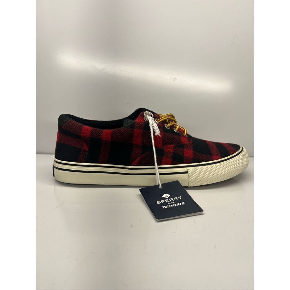 SPERRY Men's Storm Buffalo Black Red Checkered Sneakers STS22644 Size 8 NEW